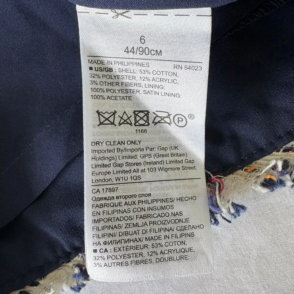Banana Republic Womens Gray Blue Tweed Pencil Plaid Lined Side Zip Mini Skirt 6